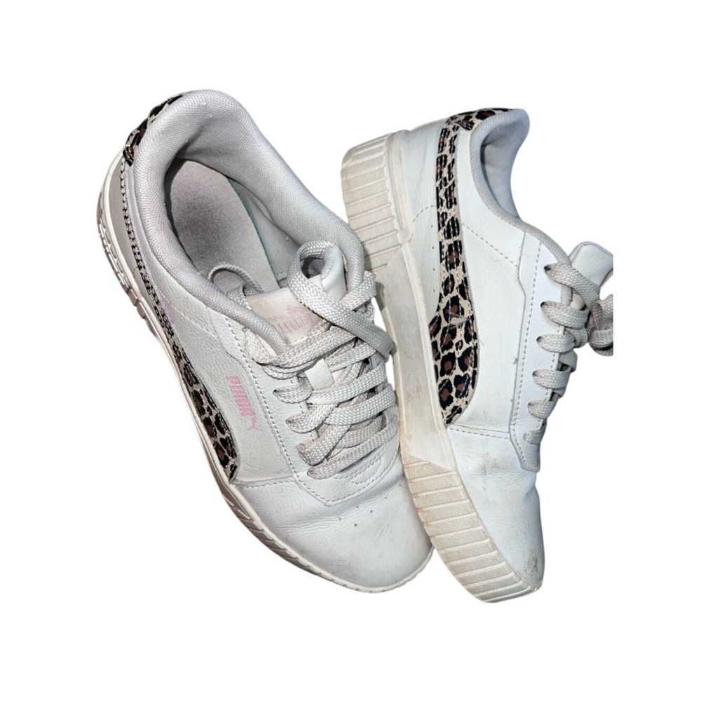 Puma Carina Leopard Print Platform Sneakers Womens/Girls Low Top Shoes